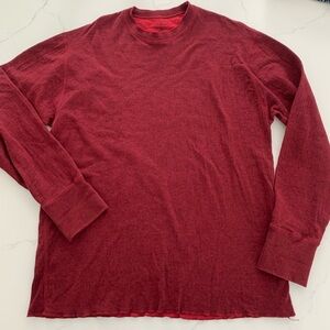 LL Bean Large Men's Double-Layer Crewneck Merino Wool Blend Raw Edge Maroon New